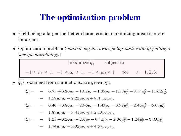 The optimization problem 