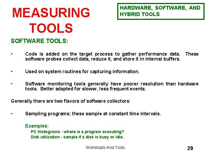 MEASURING TOOLS HARDWARE, SOFTWARE, AND HYBRID TOOLS SOFTWARE TOOLS: • Code is added on