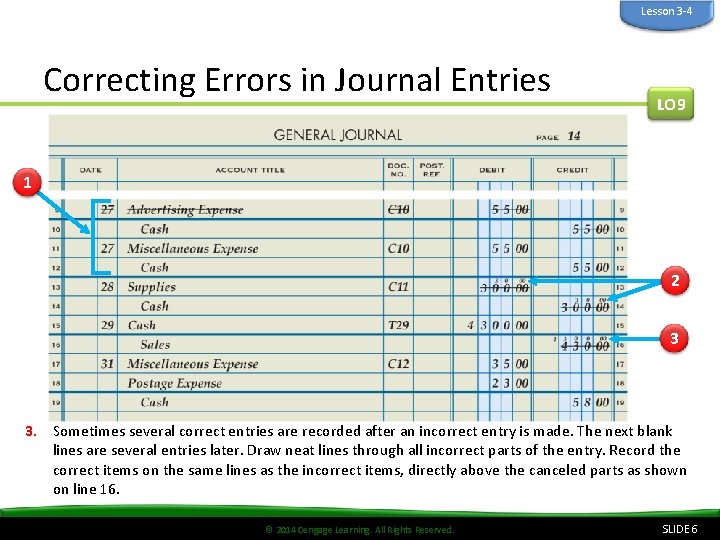 Lesson 3 -4 Correcting Errors in Journal Entries LO 9 1 2 3 3.