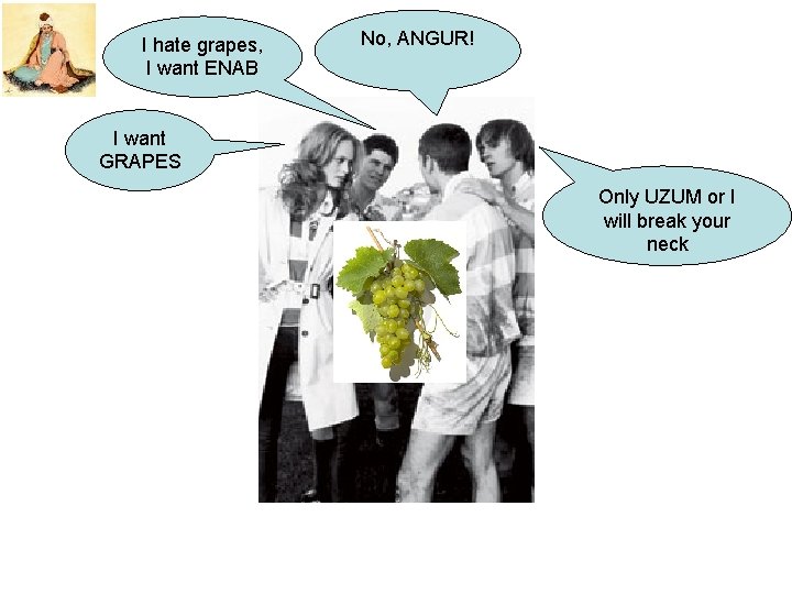 I hate grapes, I want ENAB No, ANGUR! I want GRAPES Only UZUM or