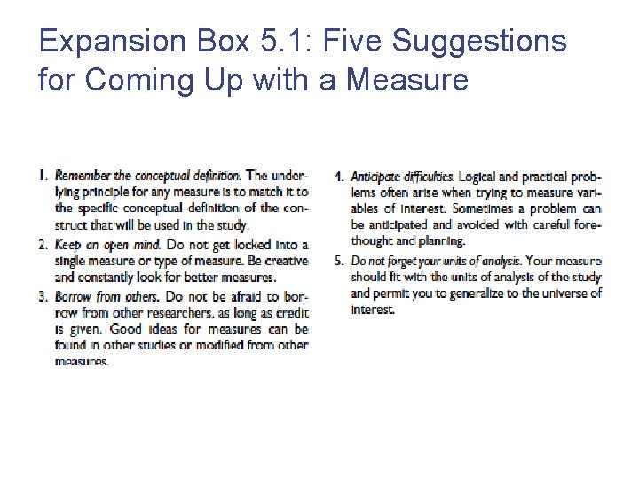 Expansion Box 5. 1: Five Suggestions for Coming Up with a Measure 4 