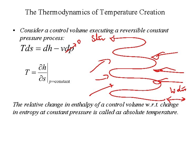 The Thermodynamics of Temperature Creation • Consider a control volume executing a reversible constant
