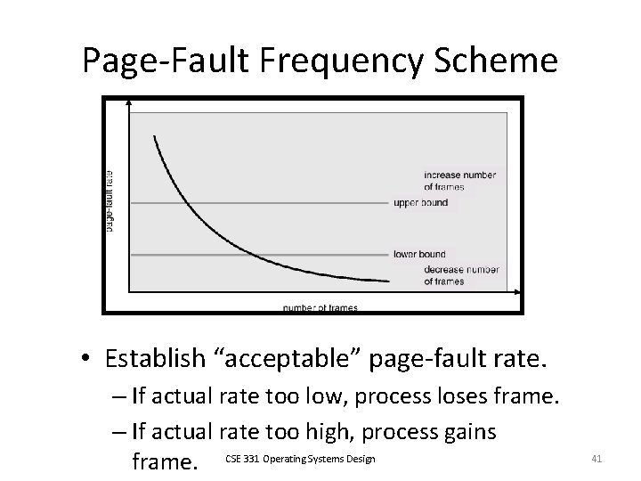 Page-Fault Frequency Scheme • Establish “acceptable” page-fault rate. – If actual rate too low,