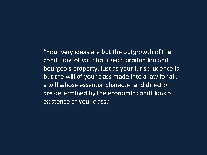 “Your very ideas are but the outgrowth of the conditions of your bourgeois production