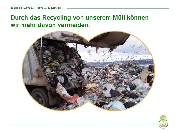 BÄUME ZU KARTONS • KARTONS ZU BÄUMEN Durch das Recycling von unserem Müll können