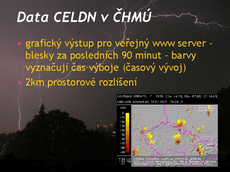 Data CELDN v ČHMÚ • grafický výstup pro veřejný www server – blesky za