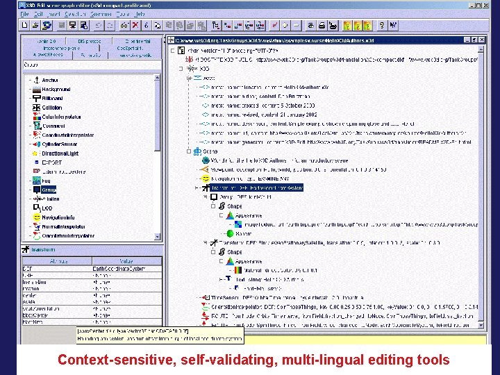 X 3 D-Edit complete interface Context-sensitive, self-validating, multi-lingual editing tools 43 