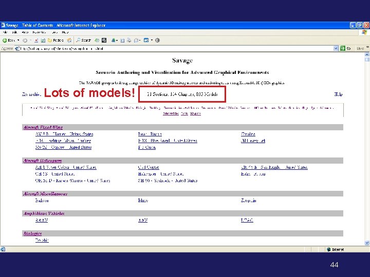 SAVAGE 3 D Model Archive Lots of models! 44 