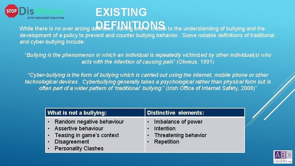 EXISTING DEFINITIONS While there is no over arcing definition, having one is crucial to