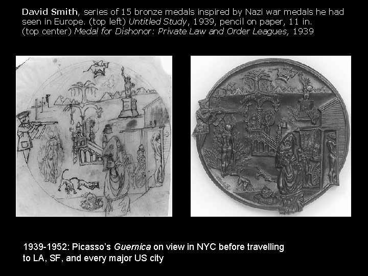 David Smith, series of 15 bronze medals inspired by Nazi war medals he had