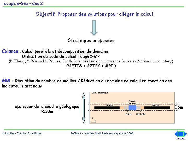 Couplex-Gaz – Cas 2 Objectif: Proposer des solutions pour alléger le calcul Stratégies proposées