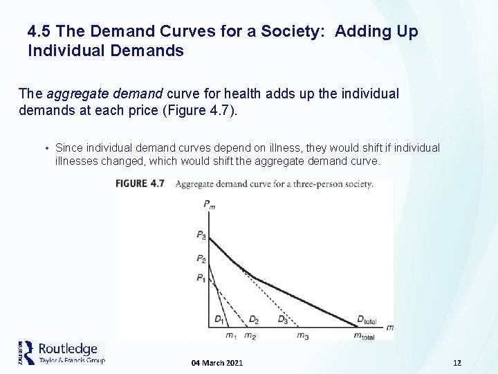 4. 5 The Demand Curves for a Society: Adding Up Individual Demands The aggregate