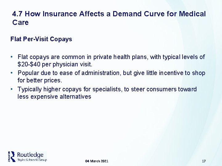 4. 7 How Insurance Affects a Demand Curve for Medical Care Flat Per-Visit Copays