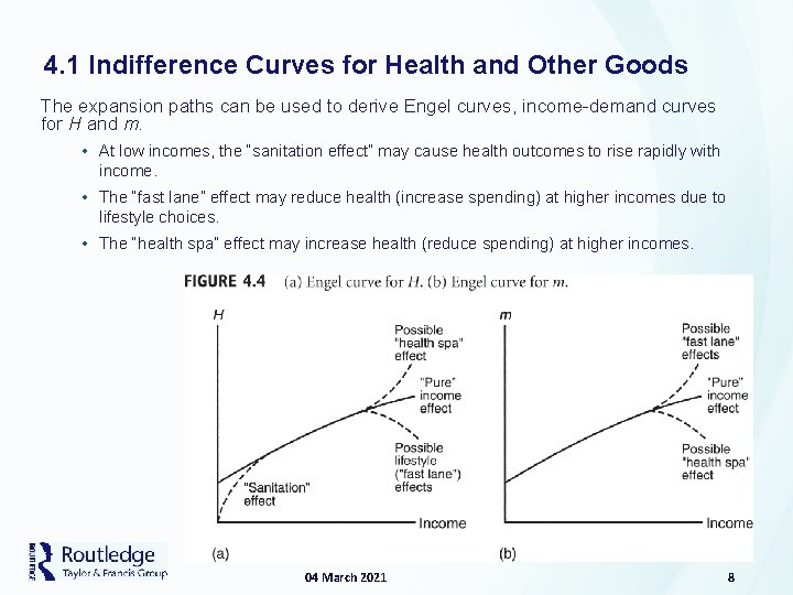 4. 1 Indifference Curves for Health and Other Goods The expansion paths can be