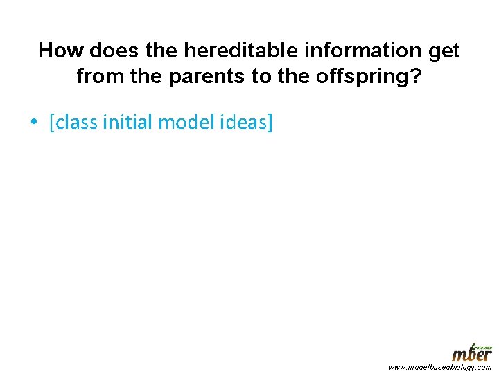 How does the hereditable information get from the parents to the offspring? • [class