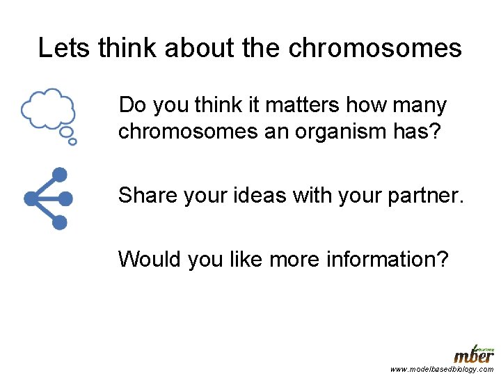 Lets think about the chromosomes Do you think it matters how many chromosomes an