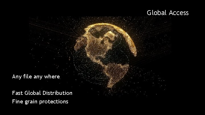 Global Access Any file any where Fast Global Distribution Fine grain protections 
