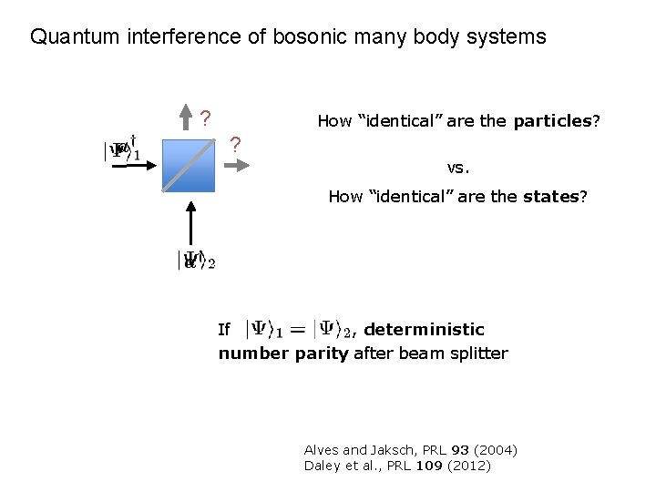 Quantum interference of bosonic many body systems ? How “identical” are the particles? ?