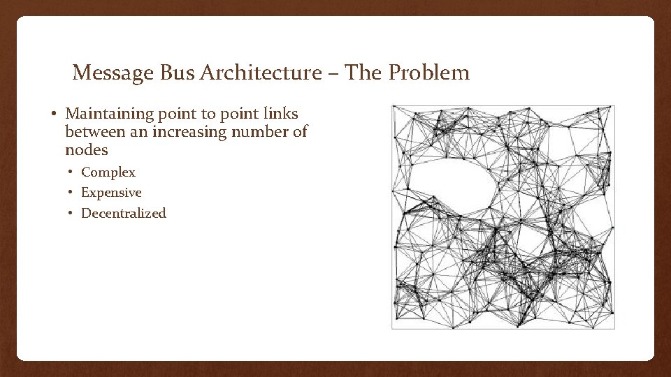 Message Bus Architecture – The Problem • Maintaining point to point links between an