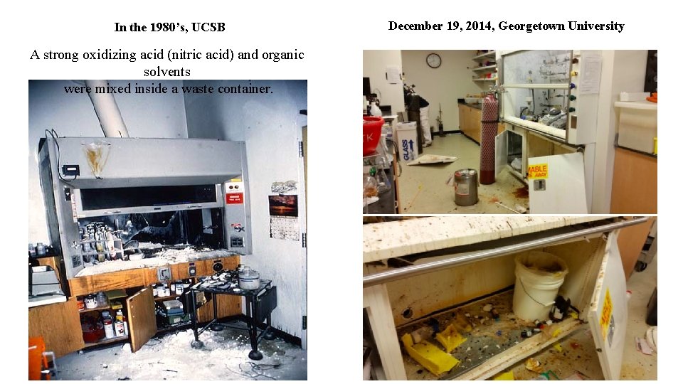 In the 1980’s, UCSB A strong oxidizing acid (nitric acid) and organic solvents were