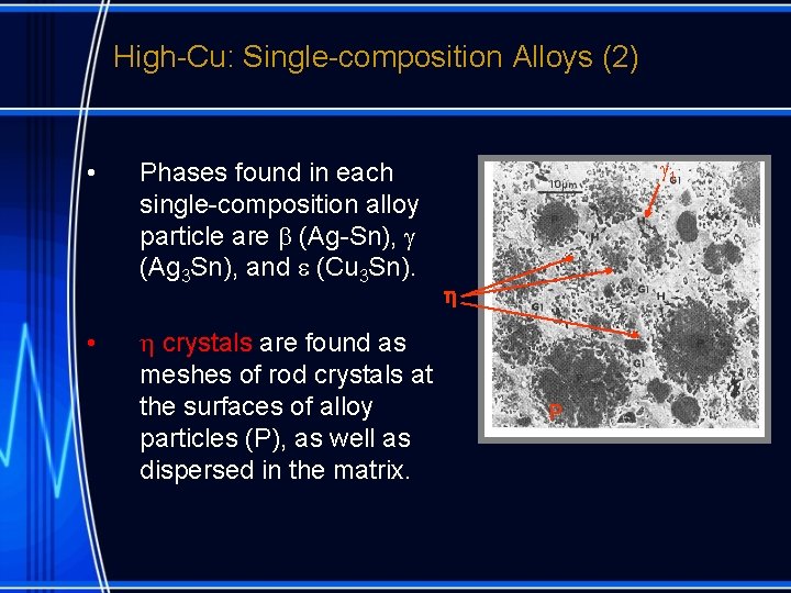 High-Cu: Single-composition Alloys (2) • • Phases found in each single-composition alloy particle are