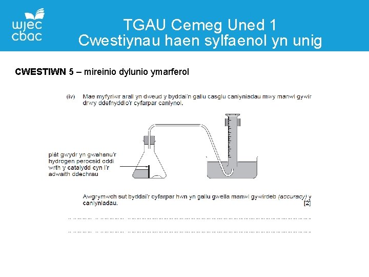 TGAU Cemeg Uned 1 Cwestiynau haen sylfaenol yn unig CWESTIWN 5 – mireinio dylunio