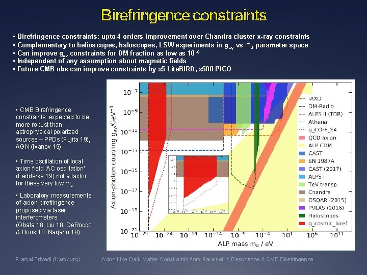 Birefringence constraints • Birefringence constraints: upto 4 orders improvement over Chandra cluster x-ray constraints