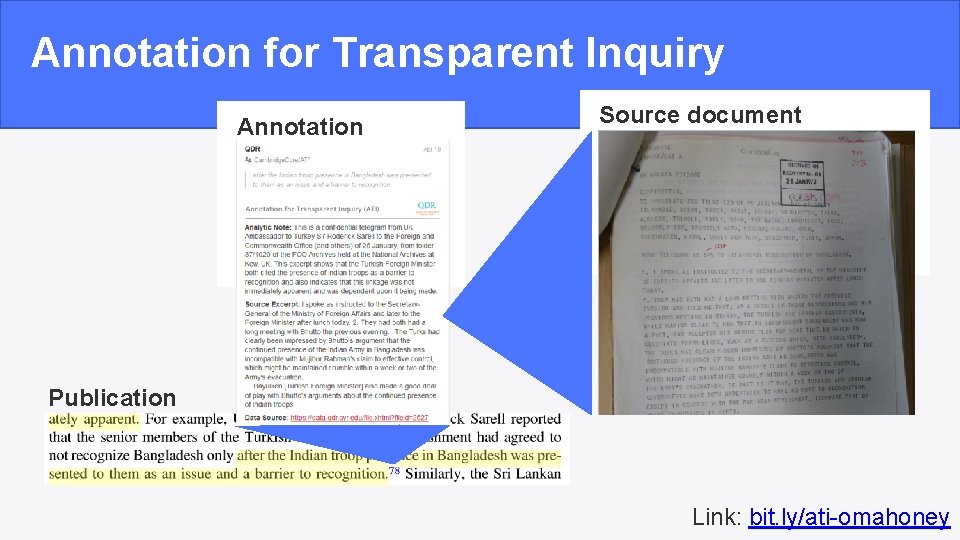 Annotation for Transparent Inquiry Annotation Source document Publication Link: bit. ly/ati-omahoney 