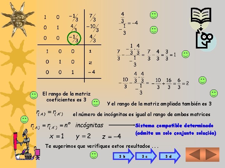 El rango de la matriz coeficientes es 3 Y el rango de la matriz