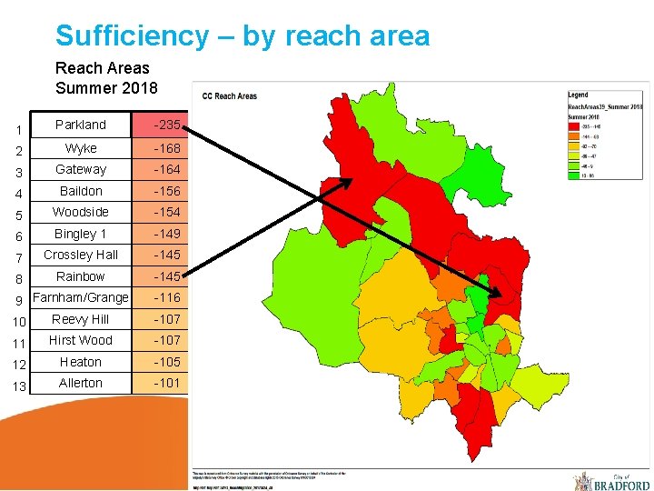 Sufficiency – by reach area Reach Areas Summer 2018 1 Parkland -235 2 Wyke