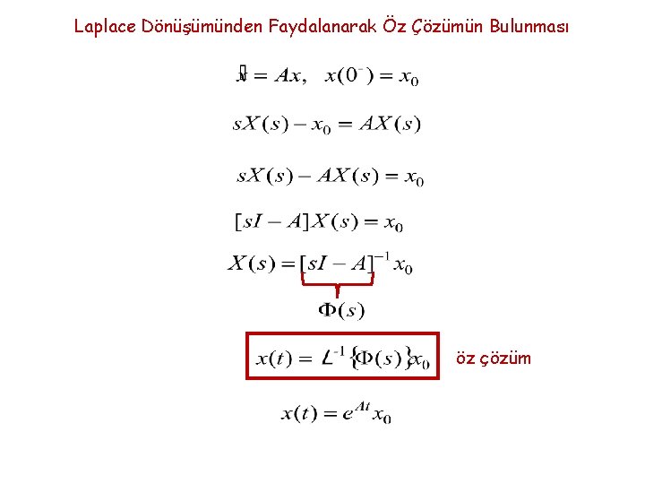 Laplace Dönüşümünden Faydalanarak Öz Çözümün Bulunması öz çözüm 