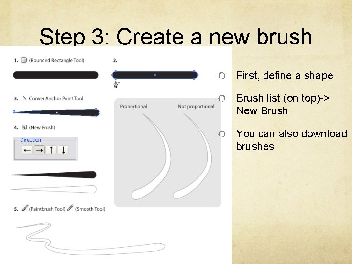 Step 3: Create a new brush First, define a shape Brush list (on top)->