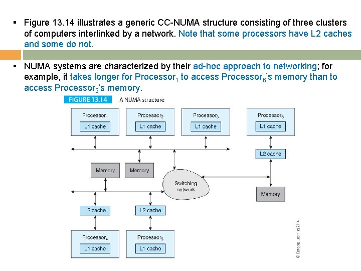 § Figure 13. 14 illustrates a generic CC-NUMA structure consisting of three clusters of