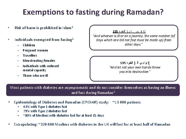 Exemptions to fasting during Ramadan? • Risk of harm is prohibited in Islam 1