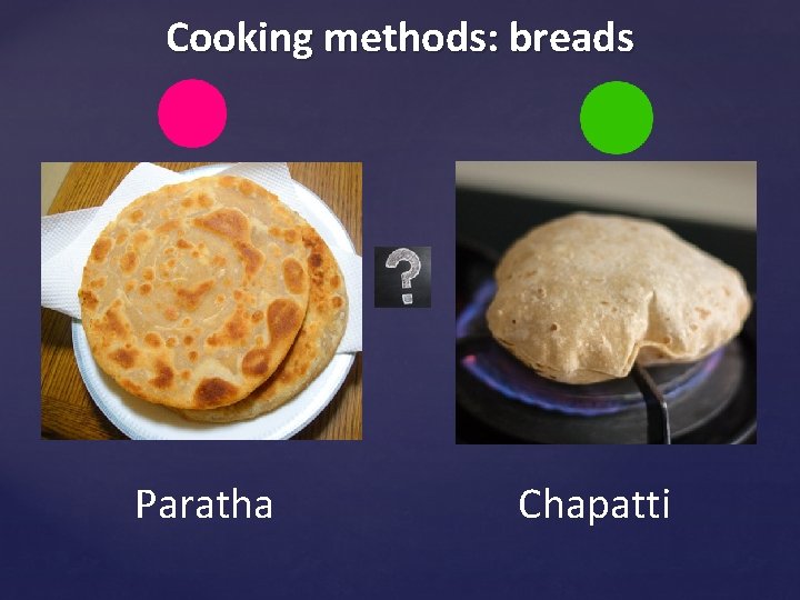 Cooking methods: breads Paratha Chapatti 