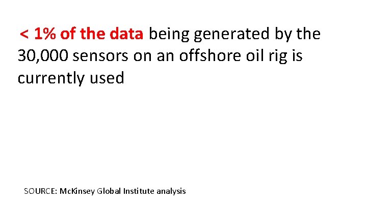 < 1% of the data being generated by the 30, 000 sensors on an