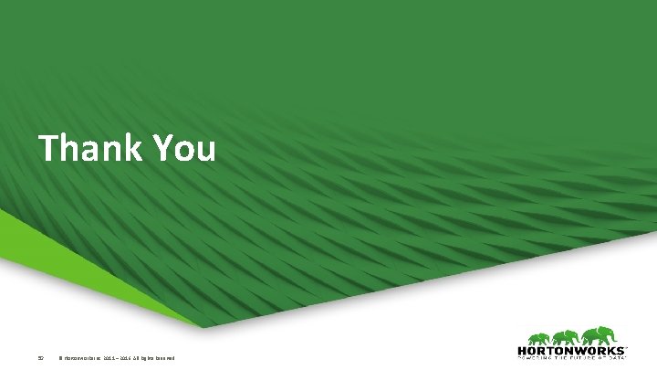Thank You 30 © Hortonworks Inc. 2011 – 2016. All Rights Reserved 