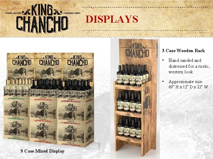 DISPLAYS 3 Case Wooden Rack • Hand sanded and distressed for a rustic, western