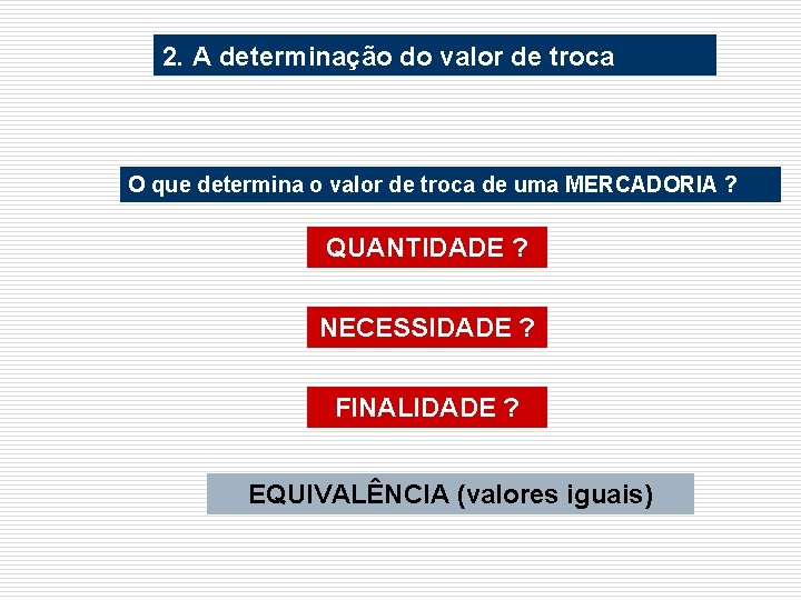 2. A determinação do valor de troca O que determina o valor de troca