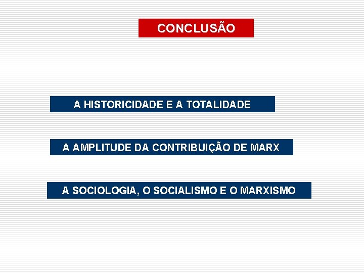 CONCLUSÃO A HISTORICIDADE E A TOTALIDADE A AMPLITUDE DA CONTRIBUIÇÃO DE MARX A SOCIOLOGIA,