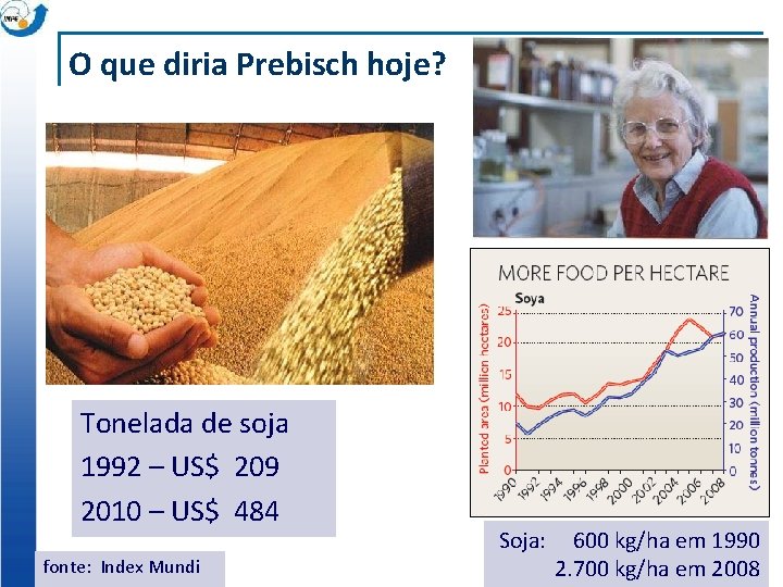 O que diria Prebisch hoje? Tonelada de soja 1992 – US$ 209 2010 –