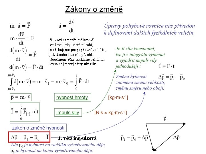 V praxi samozřejmě kromě velikosti síly, která působí, potřebujeme pro popis znát také to,