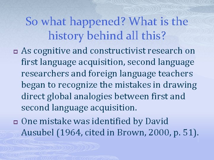 So what happened? What is the history behind all this? p p As cognitive