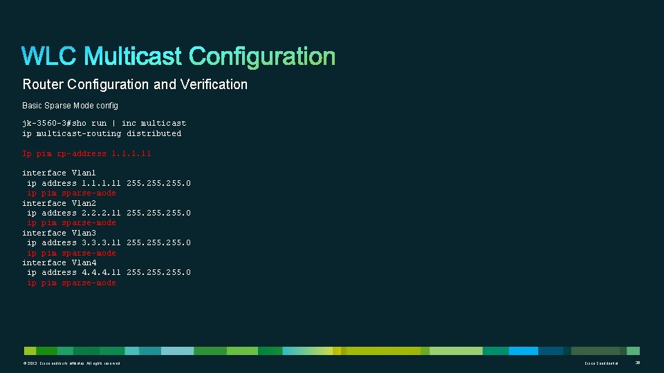 Router Configuration and Verification Basic Sparse Mode config jk-3560 -3#sho run | inc multicast