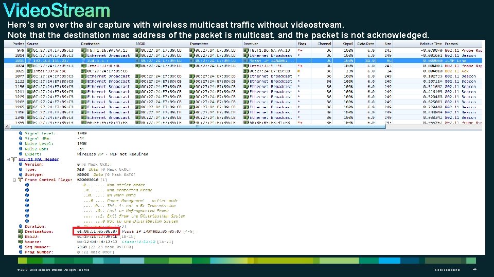 Here’s an over the air capture with wireless multicast traffic without videostream. Note that