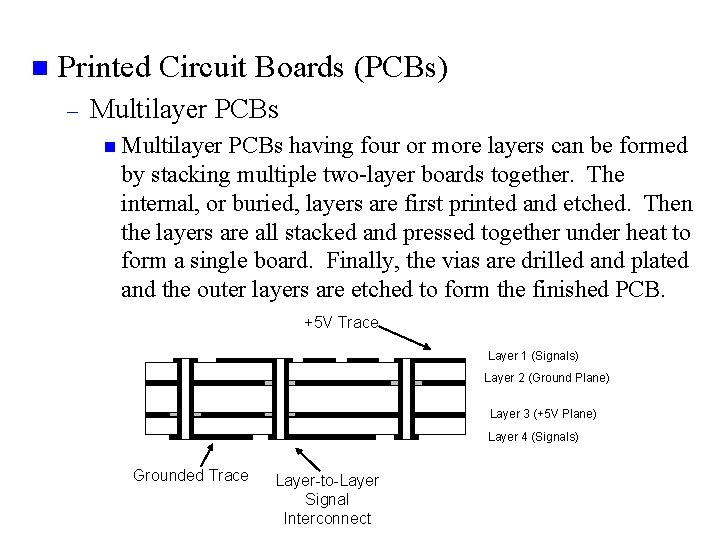 n Printed Circuit Boards (PCBs) – Multilayer PCBs n Multilayer PCBs having four or