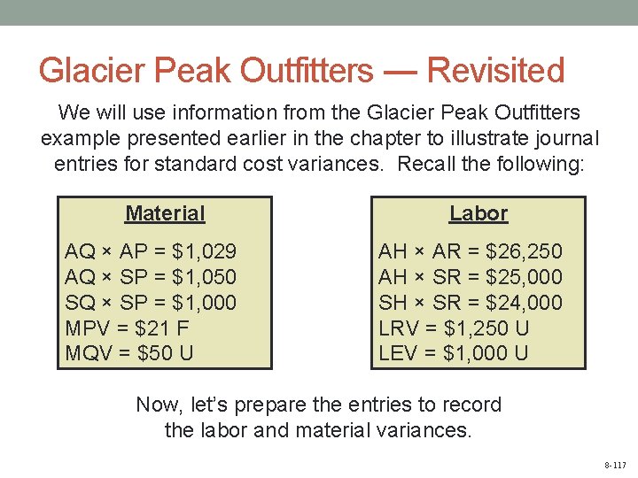 Glacier Peak Outfitters ― Revisited We will use information from the Glacier Peak Outfitters