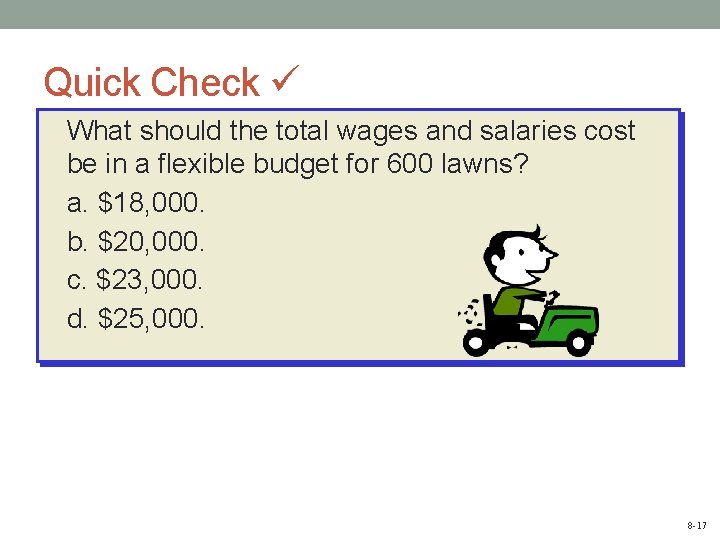 Quick Check What should the total wages and salaries cost be in a flexible