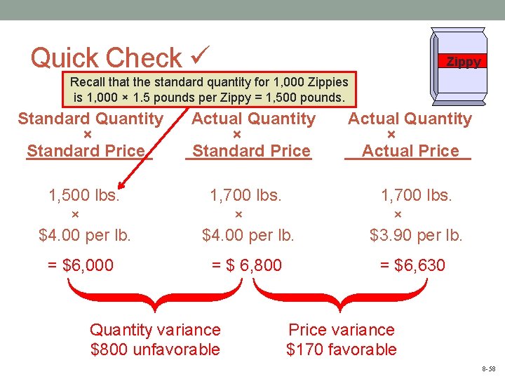 Quick Check Zippy Recall that the standard quantity for 1, 000 Zippies is 1,