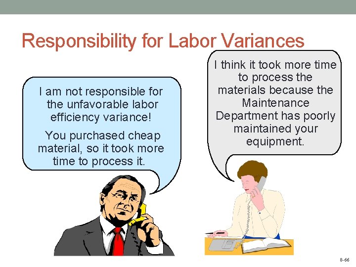 Responsibility for Labor Variances I am not responsible for the unfavorable labor efficiency variance!